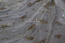 120 Grams Floral Sequins and Thread Embroidery on Dyeable Viscose Georgette Fabric 44inch